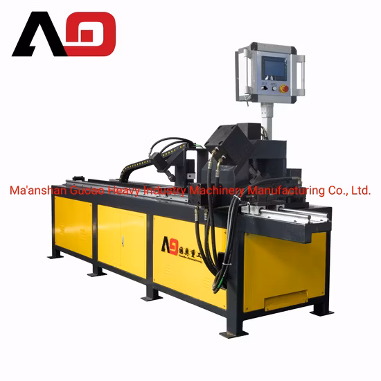 Máquina de corte e perfuração de furo oval de tubo quadrado de ventilação com potência hidráulica/linha de produção de flange de aço angular CNC